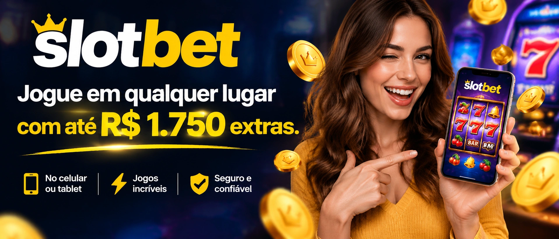 Interface móvel da slotbet com foco em navegação e acesso aos recursos