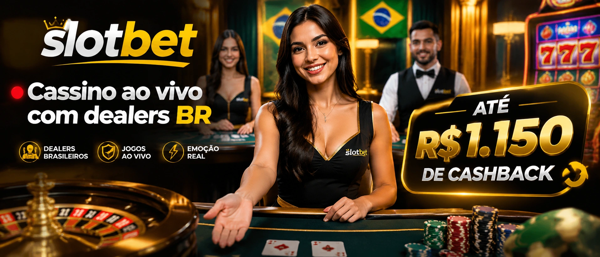 Tela de cassino ao vivo com mesas reais e interface de navegação