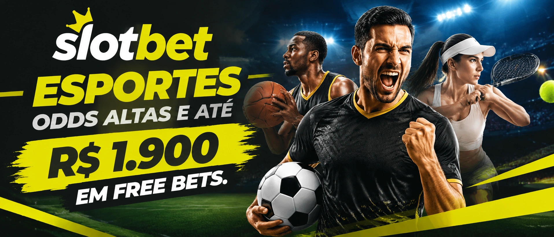 Tela de esportes do Slotbet com destaque para apostas esportivas e leitura de mercados